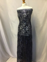 Load image into Gallery viewer, NEW High Class Designer Heavy Navy Embroidered Sequin Lace Fabric Wedding Dress7