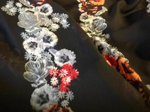 NEW Beautiful Designer Chiffon Floral Print Fabric 61" 157cm dress Paris Hillton