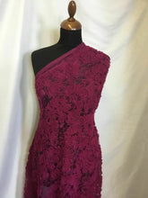 Load image into Gallery viewer, NEW Beautiful Magenta Floral Ribbon Lace Fabric 60&quot; 154 cm Dress Cloth Garment