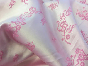 NEW Baby Pink Pink Satin Floral Stretch Jacquard Print Fabric Bridal Dress 111cm