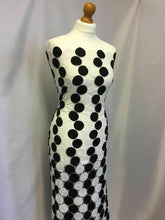 Load image into Gallery viewer, NEW Designer Chained Eyelash Black White Polka Dot Spots Lace Fabric (SECONDS)