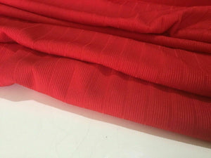 NEW Beautiful Designer Red Colour Ribbed Stretch Jersey Slinky Elastane Fabric