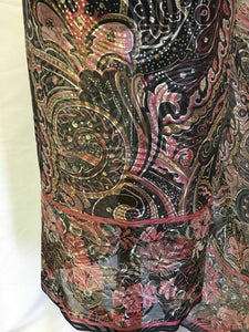 NEW Beautiful 100% Silk Chiffon Swirl Border Print Fabric 42" 108 cm Dress Scarf