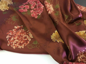 NEW 100% Silk Satin Multicolored Floral Print Fabric 55" 141 cm Guchi Gabana Art