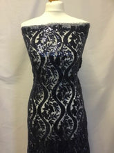 Load image into Gallery viewer, NEW High Class Designer Heavy Navy Embroidered Sequin Lace Fabric Wedding Dress7