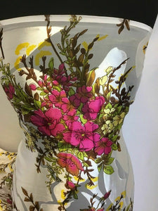 NEW Designer 100% Silk Satin Chiffon Floral Burnout Print Fabric Dress Scarf 52"