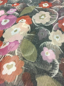 NEW Beautiful 100% Silk Crinkle Chiffon Floral Print Fabric 48"124cm Dress Scarf