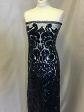 Load image into Gallery viewer, NEW High Class Designer Heavy Navy Embroidered Sequins Lace Fabric Wedding Dres