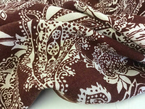 New Designer Brown Ivory 100% Wool Crepe Large Print Fabric Seen On Catwalk
