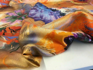 New Gorgeous High Class Designer Floral Satin Print Fabric Dress Material Art