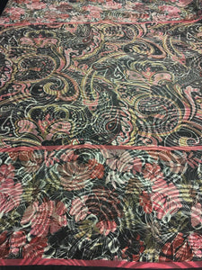 NEW Beautiful 100% Silk Chiffon Swirl Border Print Fabric 42" 108 cm Dress Scarf