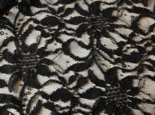 Load image into Gallery viewer, NEW Black Corded Lace Fabric With Black Bling All Over 58&quot; 148 cm