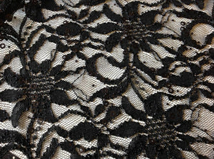 NEW Black Corded Lace Fabric With Black Bling All Over 58" 148 cm