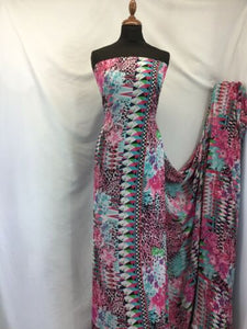 NEW High Class Designer Floral Geometric Leopard Chiffon Print Fabric Dress