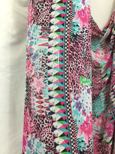 NEW High Class Designer Floral Geometric Leopard Chiffon Print Fabric Dress
