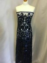 Load image into Gallery viewer, NEW High Class Designer Heavy Navy Embroidered Sequins Lace Fabric Wedding Dres