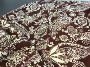 New Designer Brown Ivory 100% Wool Crepe Large Print Fabric Seen On Catwalk