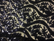 Load image into Gallery viewer, NEW High Class Designer Heavy Navy Embroidered Sequin Lace Fabric Wedding Dress7