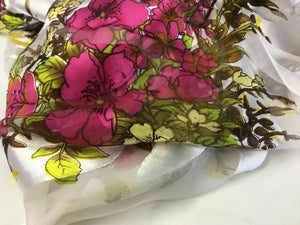 NEW Designer 100% Silk Satin Chiffon Floral Burnout Print Fabric Dress Scarf 52"