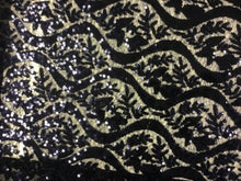 Load image into Gallery viewer, NEW High Class Designer Heavy Navy Embroidered Sequin Lace Fabric Wedding Dress7