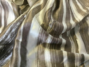NEW 100% Silk Satin Multicoloured Running Stripes Print Fabric Gandini Print