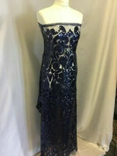 Load image into Gallery viewer, NEW High Class Designer Heavy Navy Embroidered Sequins Lace Fabric Wedding Dres