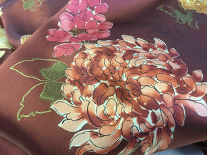 NEW 100% Silk Satin Multicolored Floral Print Fabric 55" 141 cm Guchi Gabana Art