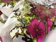 Load image into Gallery viewer, NEW Designer 100% Silk Satin Chiffon Floral Burnout Print Fabric Dress Scarf 52&quot;