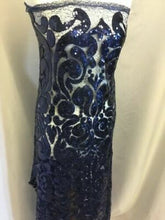 Load image into Gallery viewer, NEW High Class Designer Heavy Navy Embroidered Sequins Lace Fabric Wedding Dres