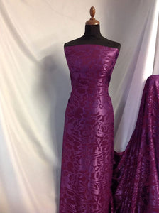 NEW High Class Designer Magenta Chiffon Satin Floral Burnout Fabric Dress