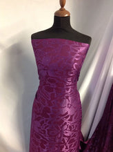 Load image into Gallery viewer, NEW High Class Designer Magenta Chiffon Satin Floral Burnout Fabric Dress