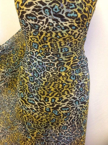 NEW Multicoloured Leopard Safari Chiffon Print Fabric Dress Material