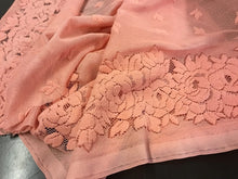 Load image into Gallery viewer, NEW Designer Flamingo Colour Stretch Floral Double Border Lace Fabric