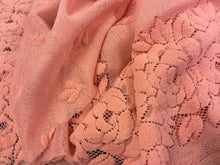 Load image into Gallery viewer, NEW Designer Flamingo Colour Stretch Floral Double Border Lace Fabric