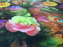 Load image into Gallery viewer, NEW Italian Soft Crepe De Chine Peacock Feather Floral Print Fabric Dress Material