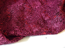 Load image into Gallery viewer, NEW Maroon Corded Stretch Lace Maroon Sequins Scallop Border Lace Fabric 60&quot;