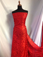 Load image into Gallery viewer, NEW High Class Designer Red Chiffon Satin Floral Burnout Fabric Dress