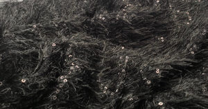 NEW High Class Black Sequins Feather Lace Fabric