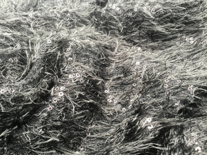 NEW High Class Black Sequins Feather Lace Fabric