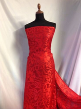 Load image into Gallery viewer, NEW High Class Designer Red Chiffon Satin Floral Burnout Fabric Dress