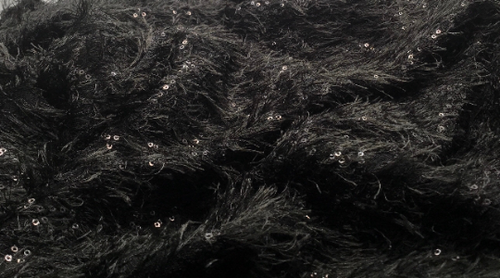 NEW High Class Black Sequins Feather Lace Fabric
