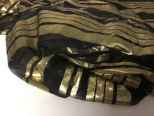 Load image into Gallery viewer, NEW Designer Multicoloured 100% Pure Silk Chiffon Stripe Burnout Gold Lame Foil Fabric 46&quot; 117 cm