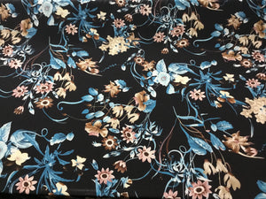 NEW Italian Soft Peach Crepe Floral Print Fabric