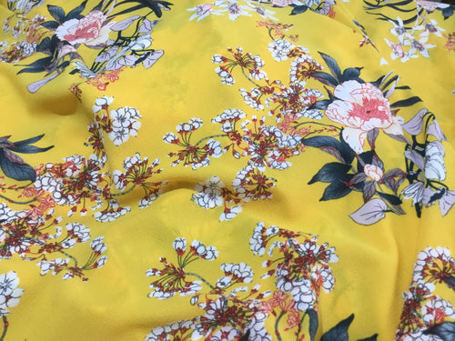 NEW Gorgeous Italian High Class Designer Bubble Crepe Floral Print Fabric