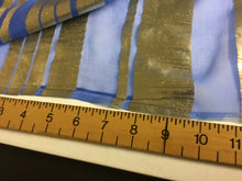 Load image into Gallery viewer, NEW Designer Multicoloured 100% Pure Silk Chiffon Stripe Burnout Gold Lame Foil Fabric 46&quot; 117 cm