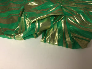 NEW Designer Multicoloured 100% Pure Silk Chiffon Stripe Burnout Gold Lame Foil Fabric 46" 117 cm