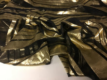 Load image into Gallery viewer, NEW Designer Multicoloured 100% Pure Silk Chiffon Stripe Burnout Gold Lame Foil Fabric 46&quot; 117 cm