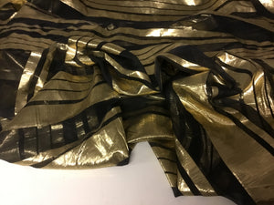 NEW Designer Multicoloured 100% Pure Silk Chiffon Stripe Burnout Gold Lame Foil Fabric 46" 117 cm