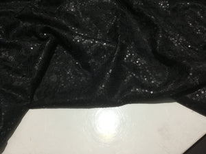 NEW High Class Italian Black Bonded Leopard Satin Lace Sequins Fabric