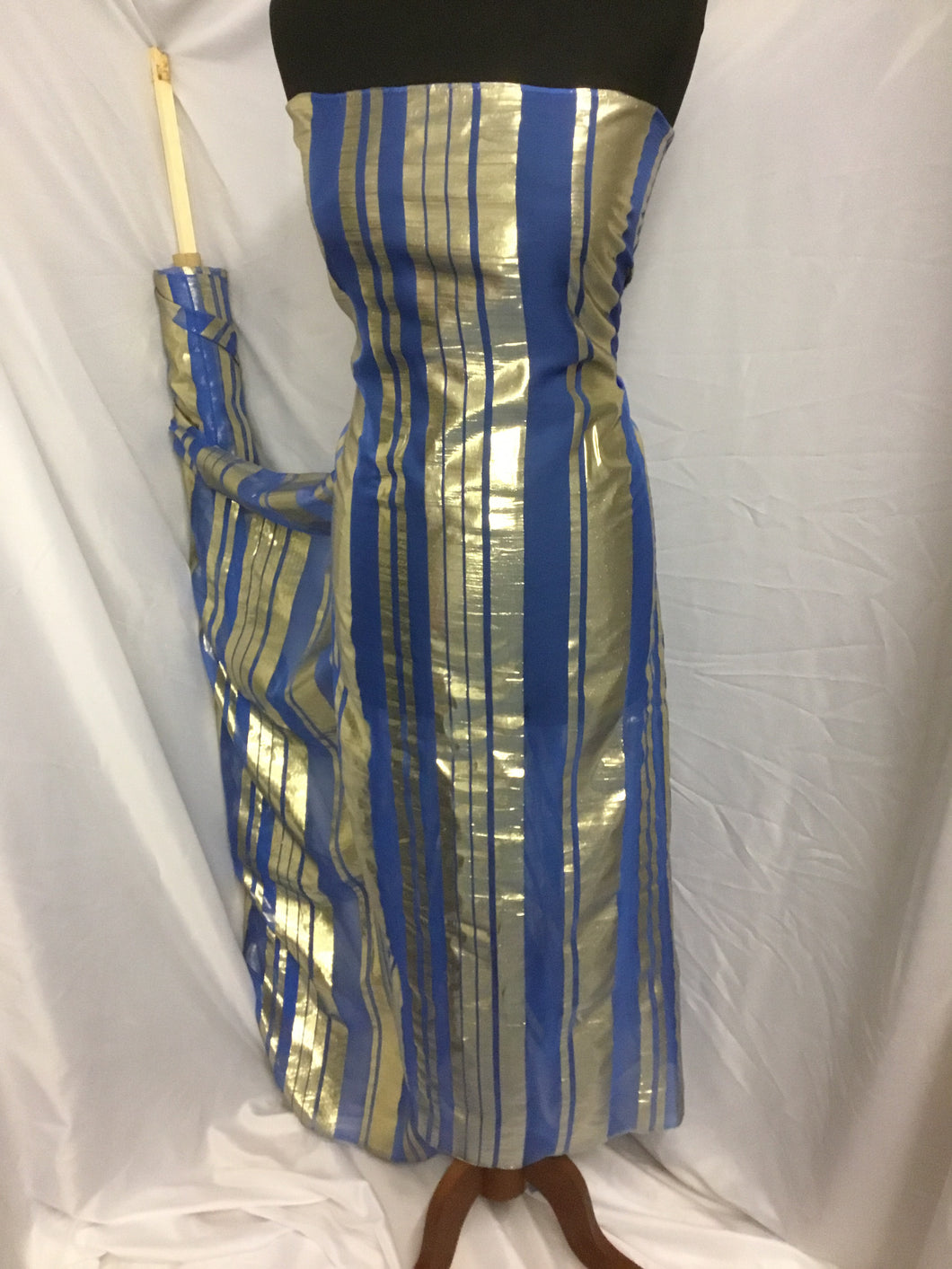 NEW Designer Multicoloured 100% Pure Silk Chiffon Stripe Burnout Gold Lame Foil Fabric 46